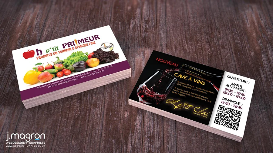 Cartes de visites pour le magasin "Oh p'tit primeur"
